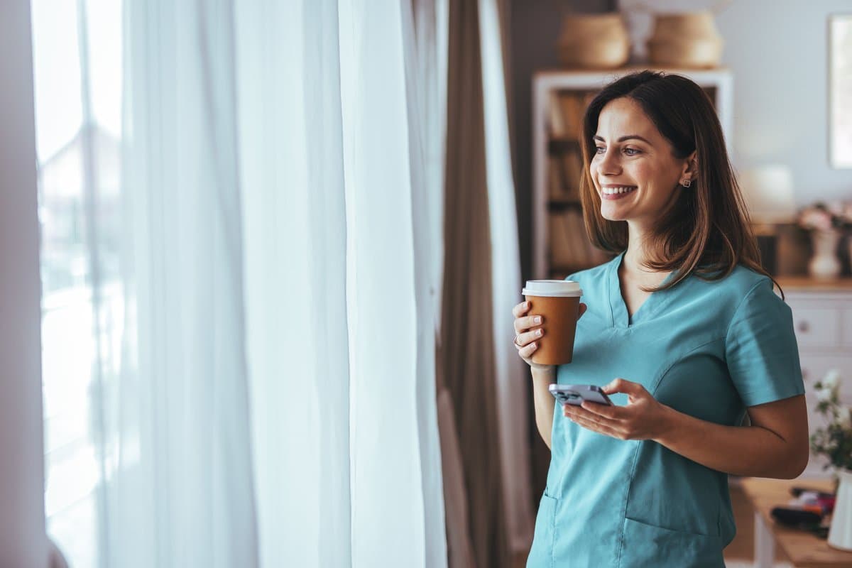 Calm confident healthcare professional starting their day knowing their schedule